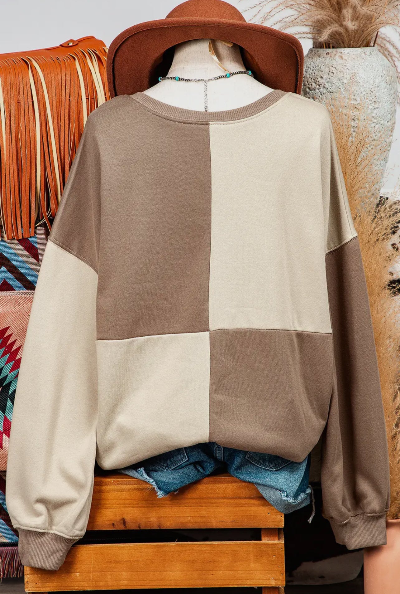 Color Block Checkered Long Sleeve