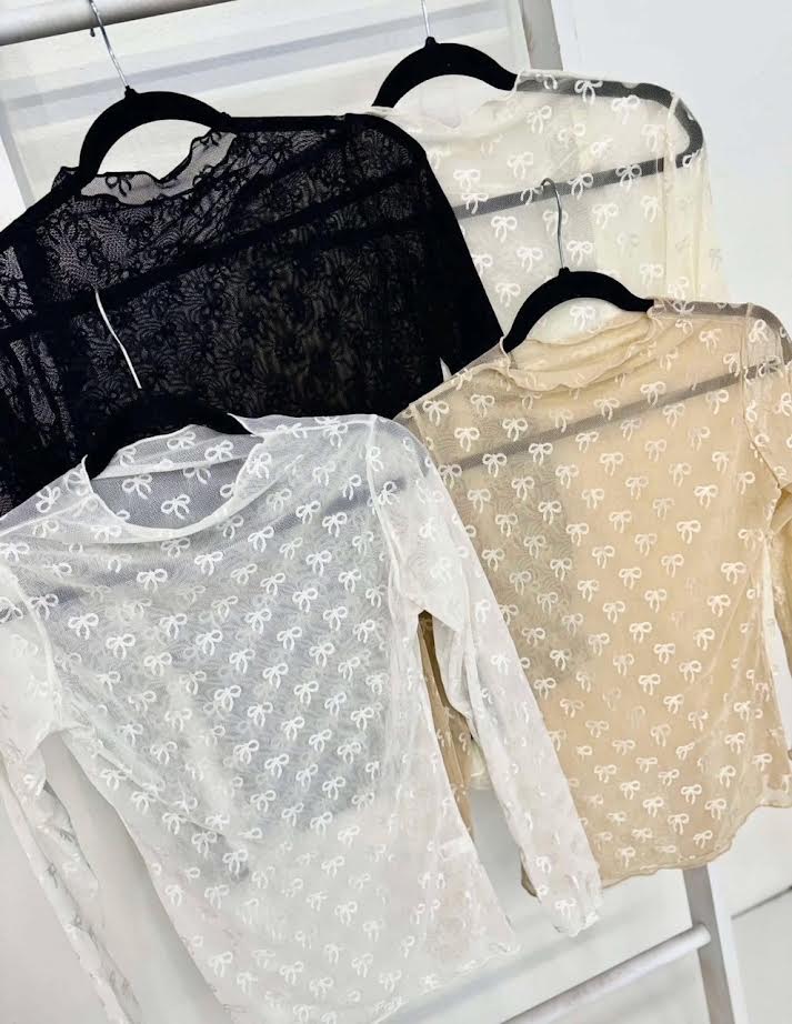 Lace Top Bows - Ivory