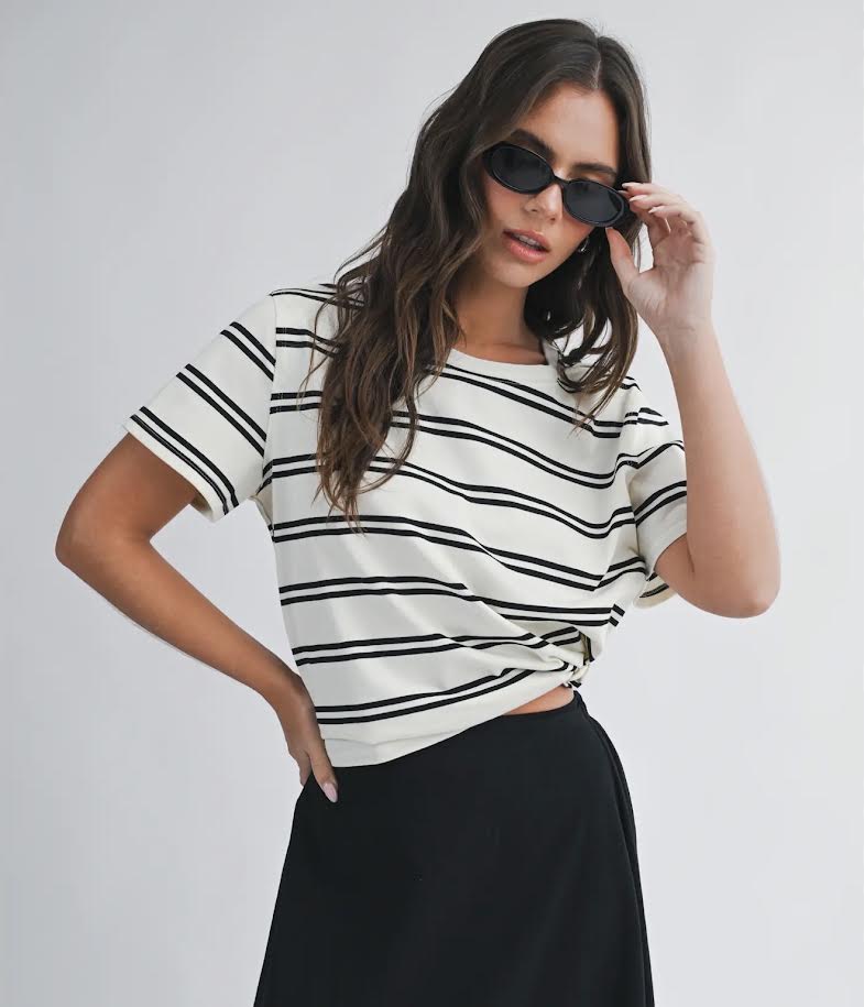 White Striped Boyfriend Tee