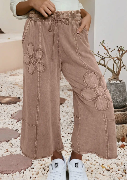 Floral Patchwork Cropped Pants