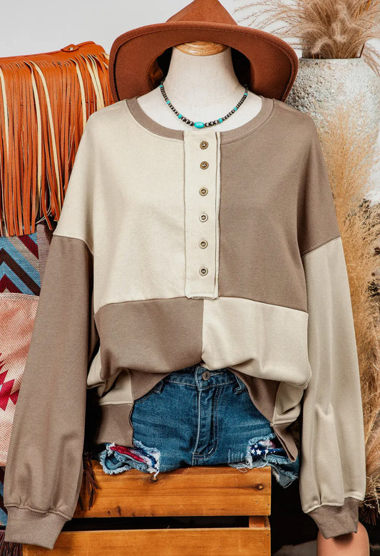 Color Block Checkered Long Sleeve