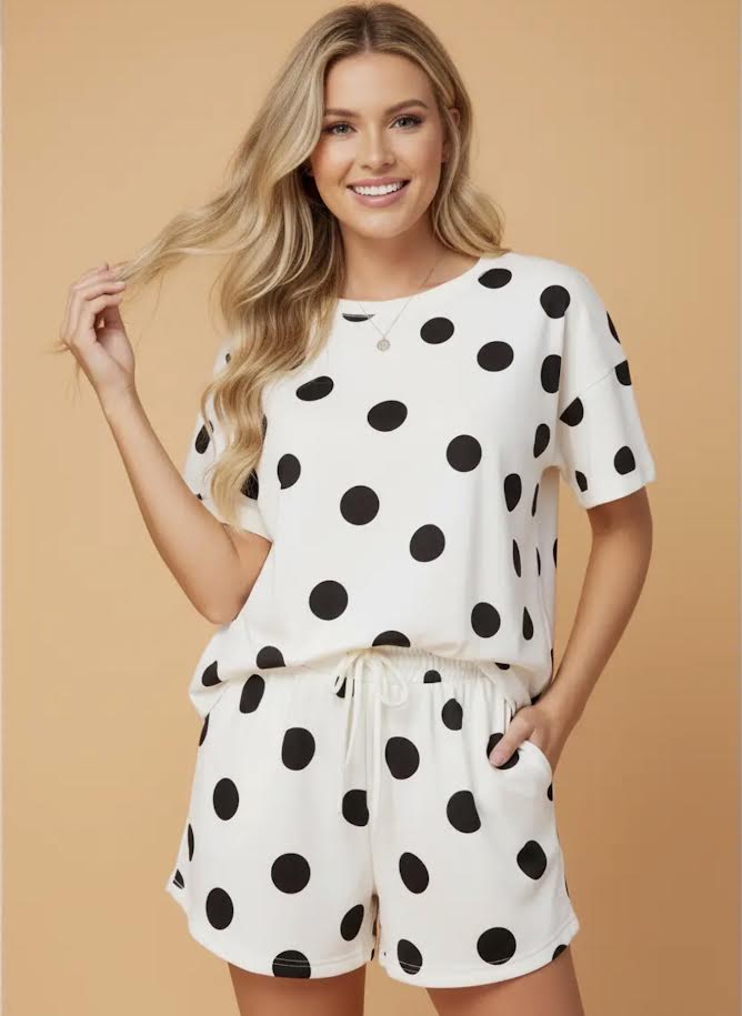 Polka dot Tee + Shorts Set