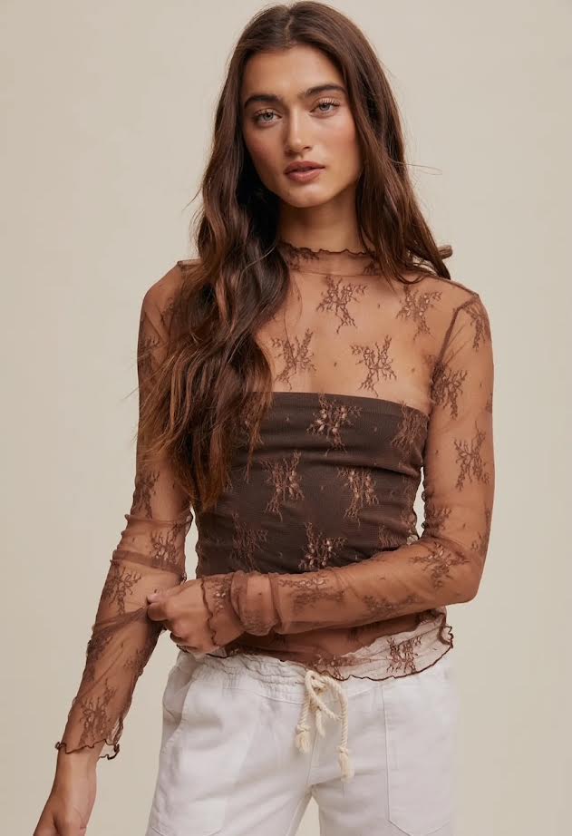 Mocha Lace Top