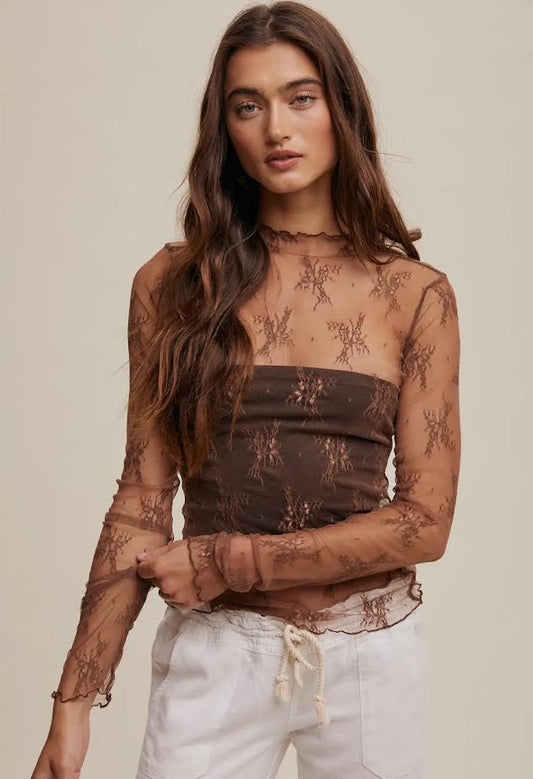 Mocha Lace Top