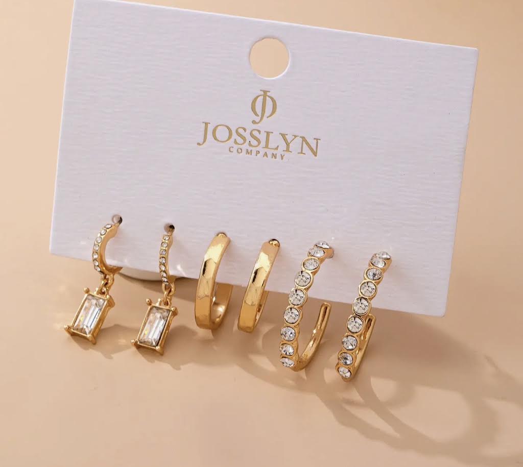 Crystal accent hoop trio
