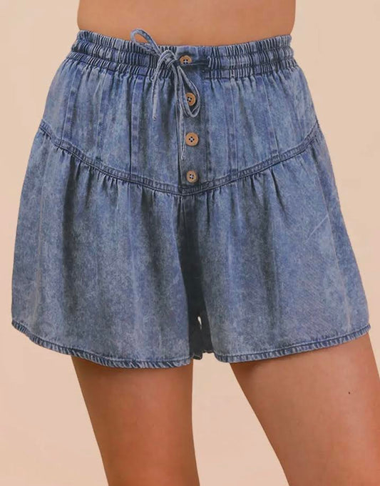 Acid Washed Flare Shorts
