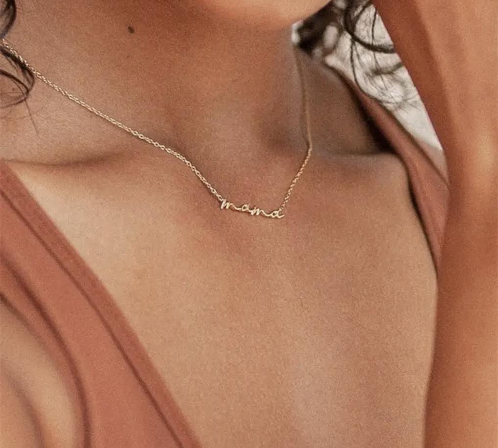 Mama Script Necklace