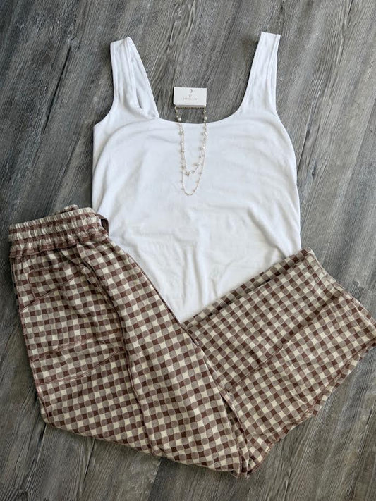 Gingham Lounge Pants - Mocha