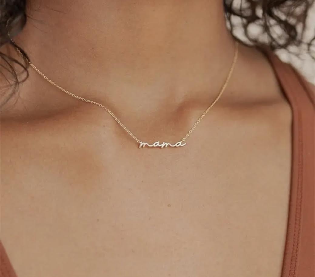 Mama Script Necklace