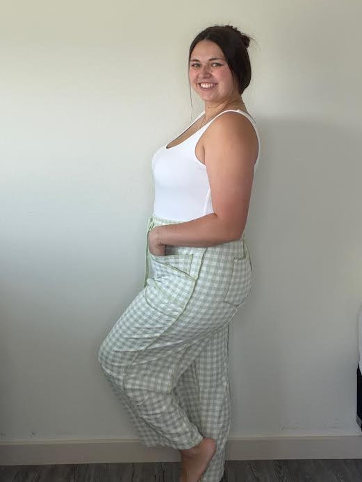 Gingham Lounge Pants - Sage