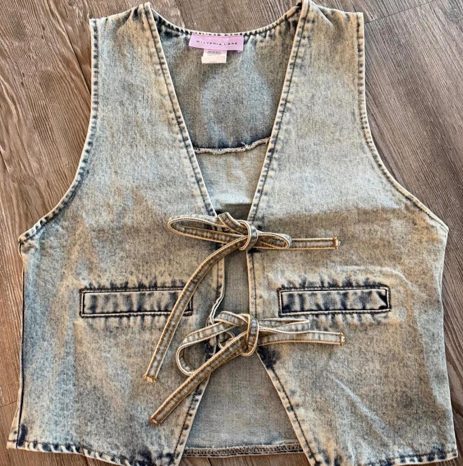 Denim Tie Front Vest