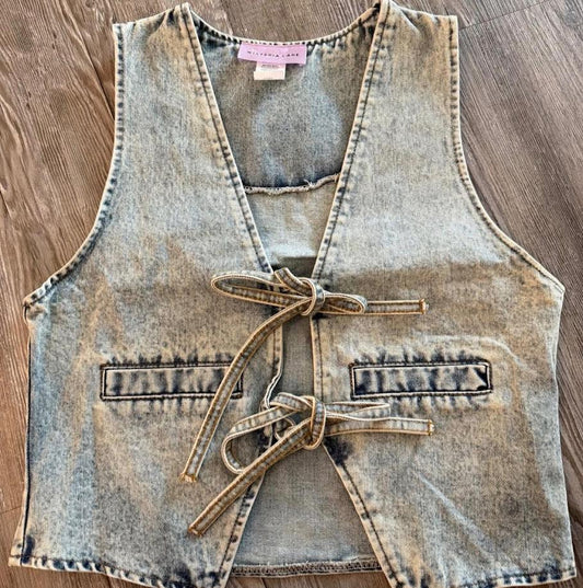 Denim Tie Front Vest