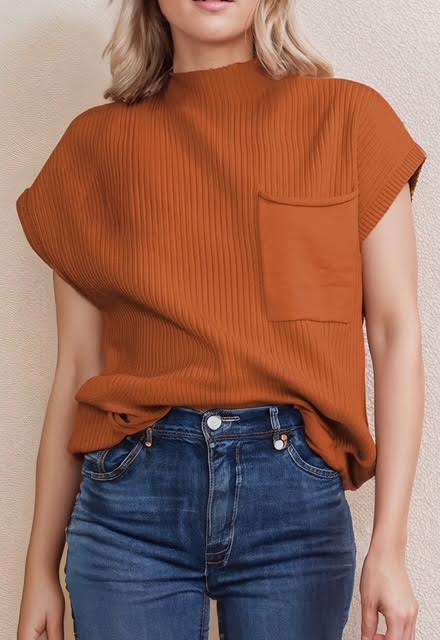 Mock neck Sweater (Rust)