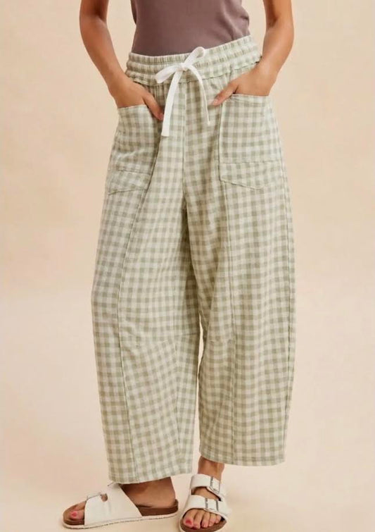 Gingham Lounge Pants - Sage