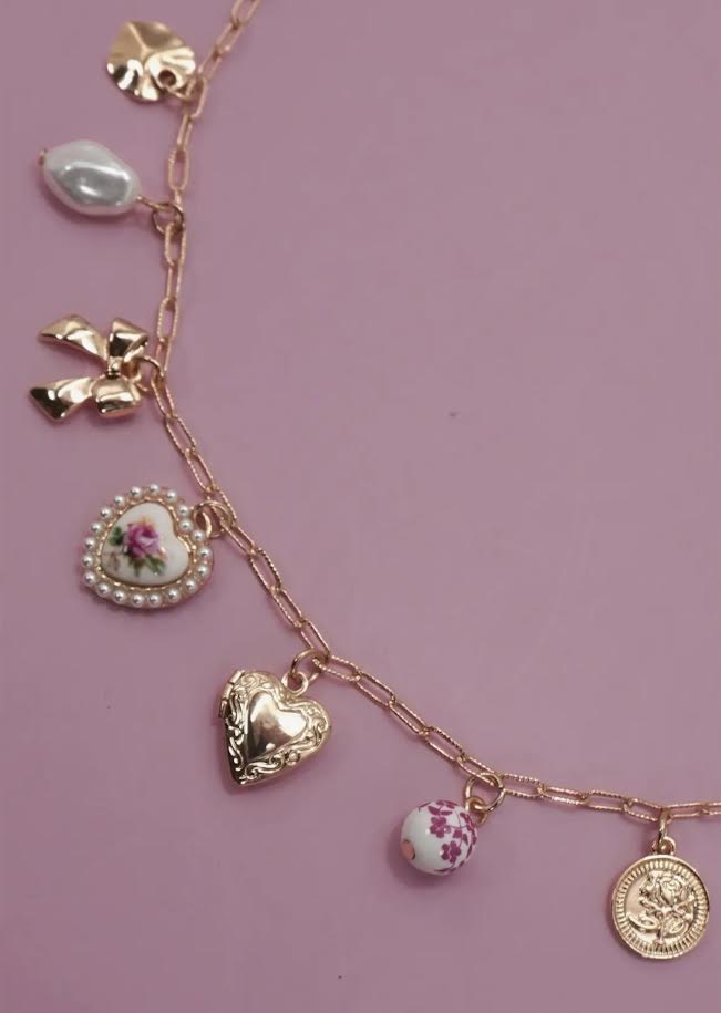 Pink Vintage Charm Necklace