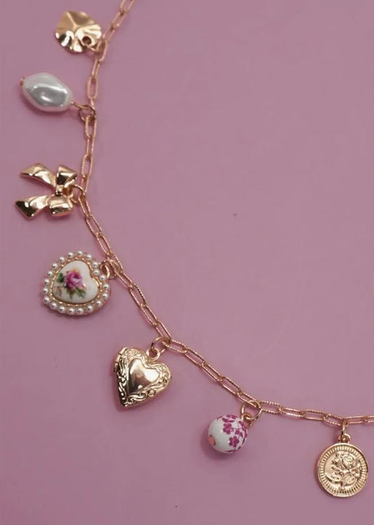Pink Vintage Charm Necklace