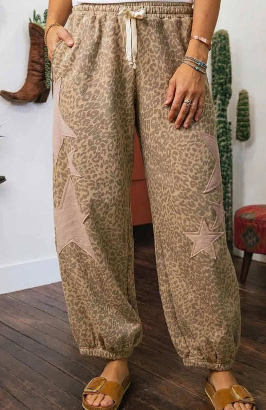 Leopard Star Patch Joggers
