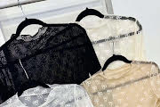 Lace Bow Shirt - Black