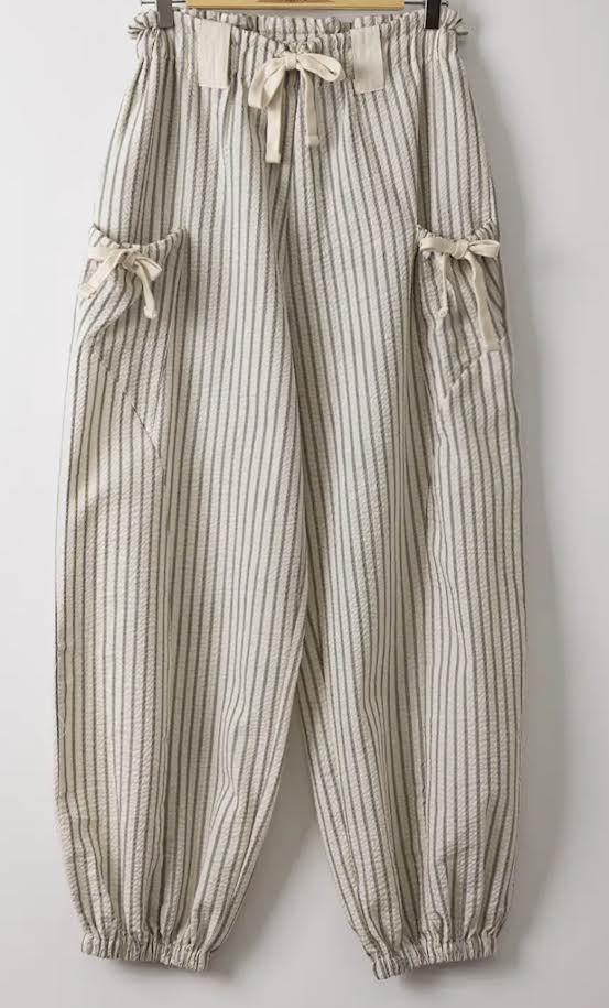 White + Black Striped Linen Joggers