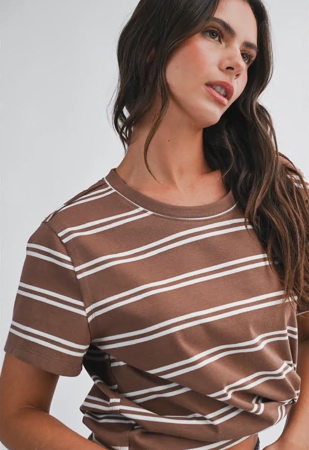 Brown Striped Boyfriend Tee