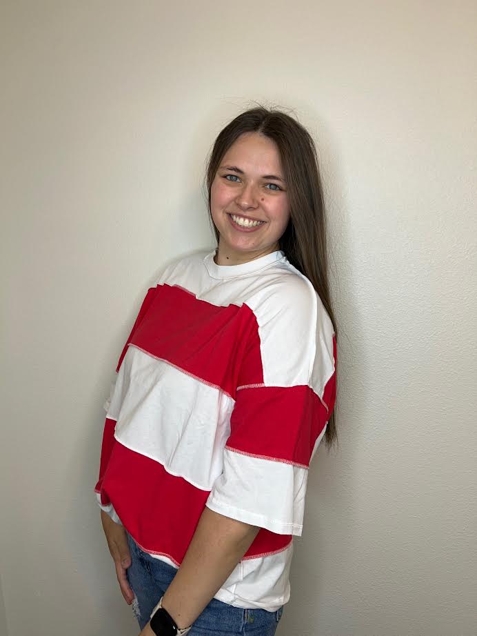 Striped Boyfriend Tee - Red