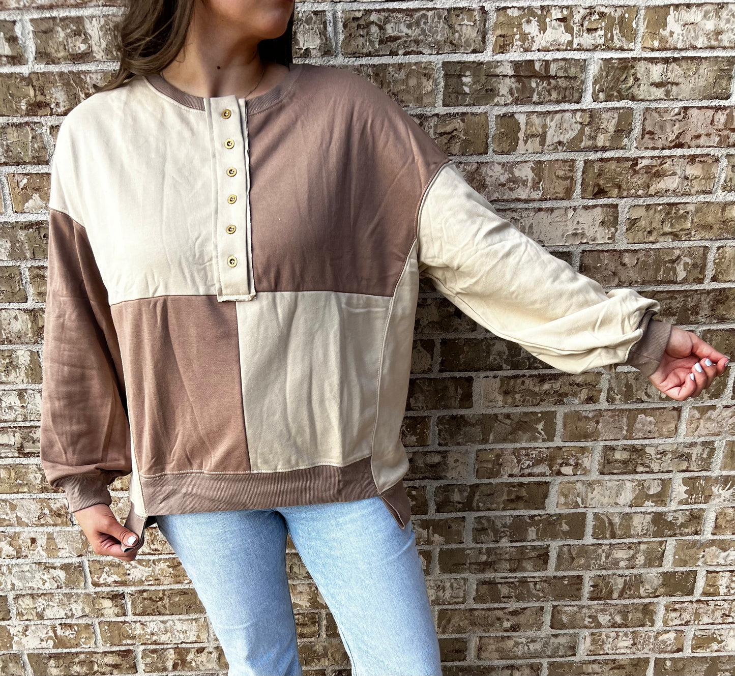 Color Block Checkered Long Sleeve