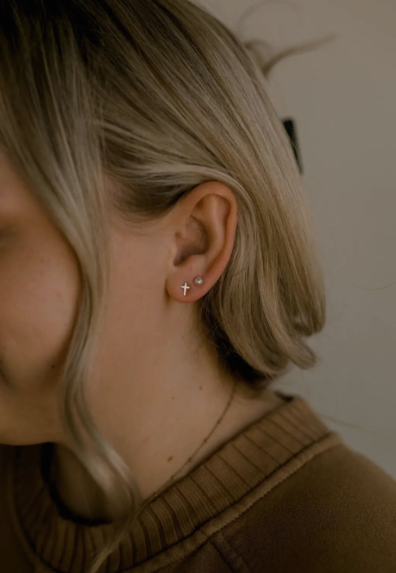 Dainty Cross Earring Studs